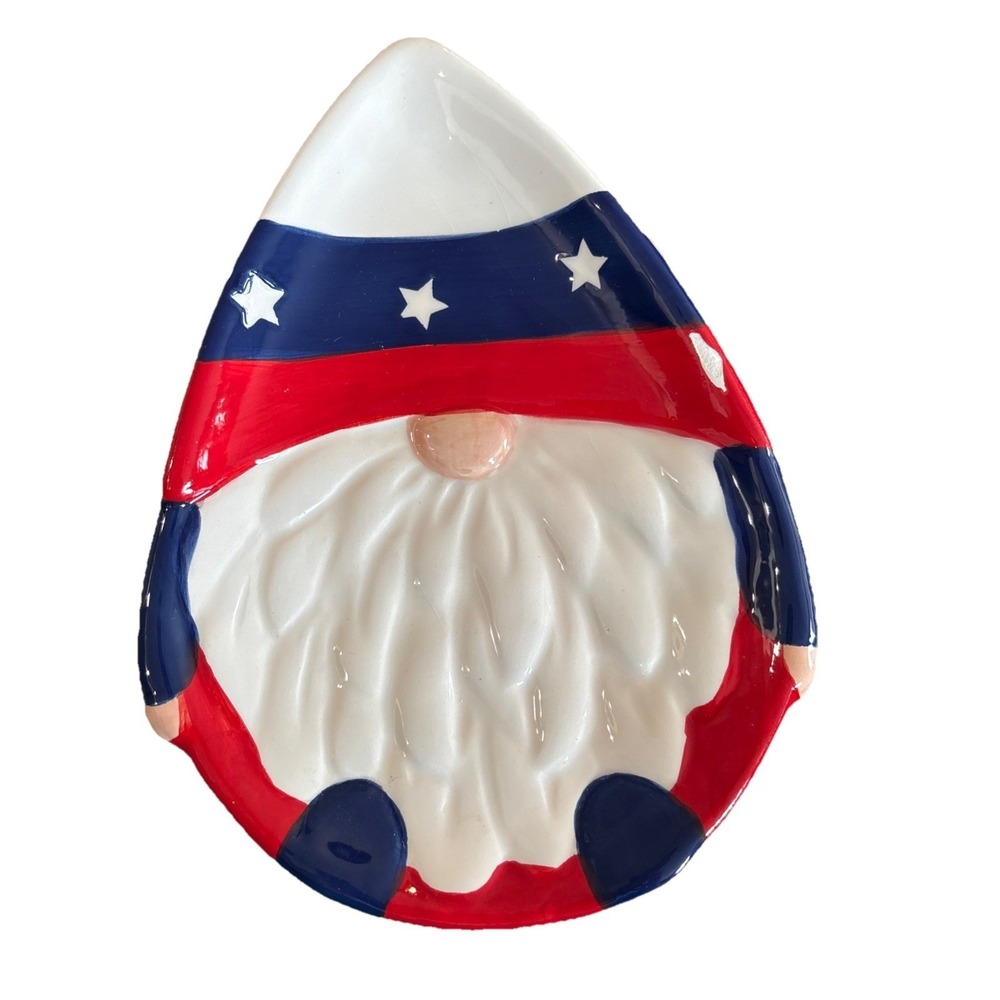 Transpac Uncle Sam Gnome Shaped Plate memorial day, independence day